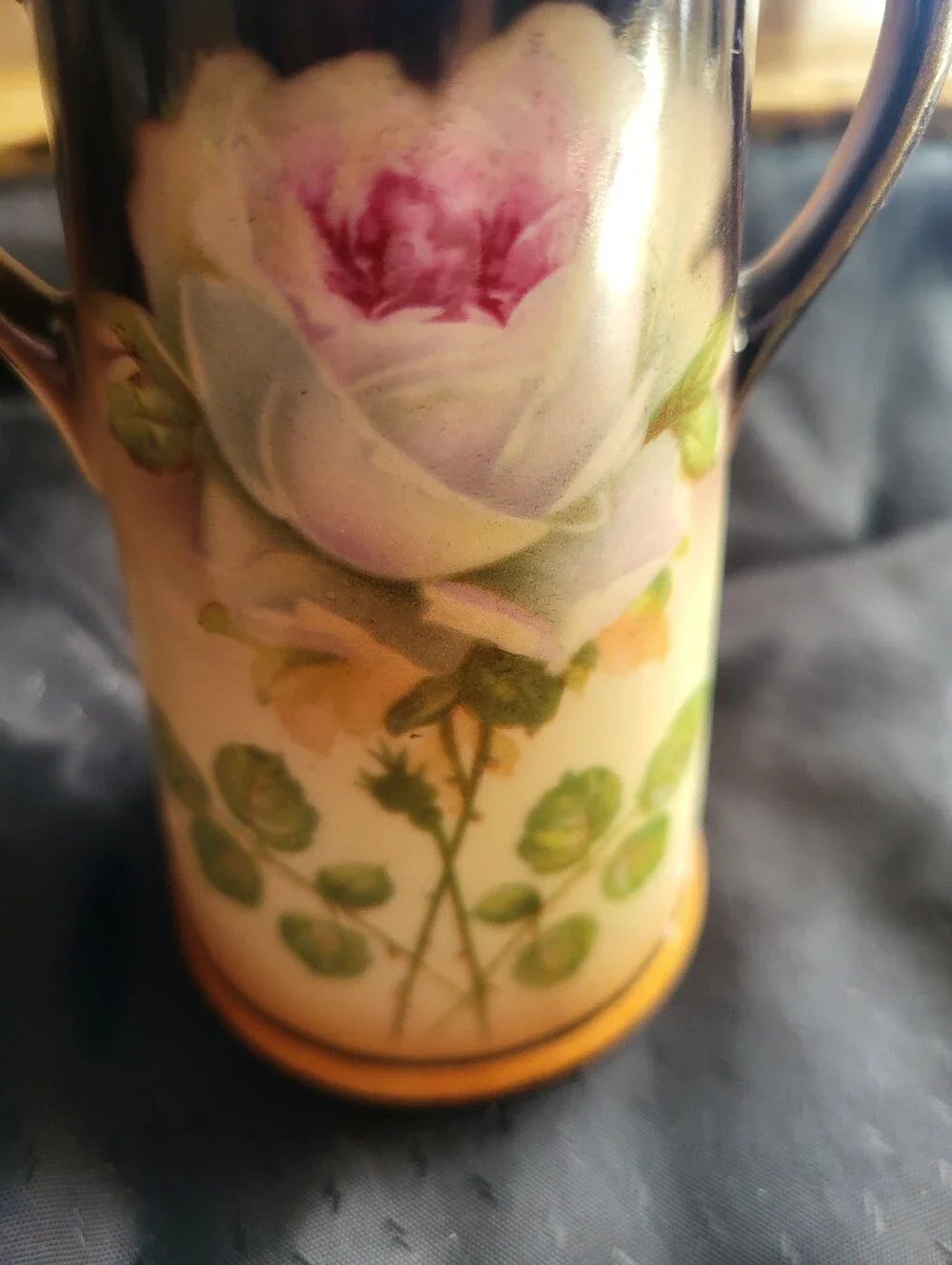 Stamped Cechalovakia 5.25 Inch Hanfpainted Rose Vase